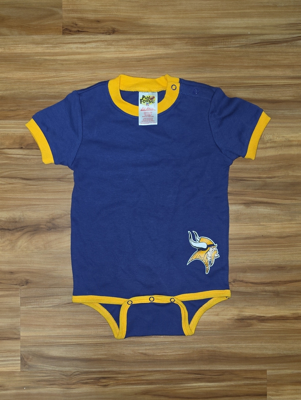 BABY vikings Purple and Gold Team Ringer Bodysuit